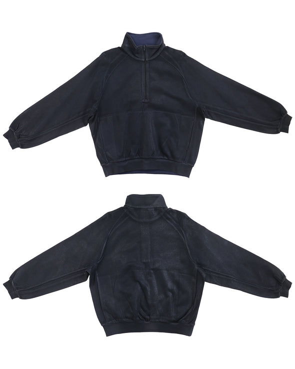 DINGYUN ZHANG / ディンユー・チャン - COATED ZIP NECK SWEATSHIRT