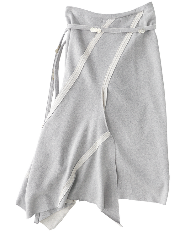 DRAPED MAXI SKIRT IN JERSEY LOOPBACK WITH CORD (GREY)