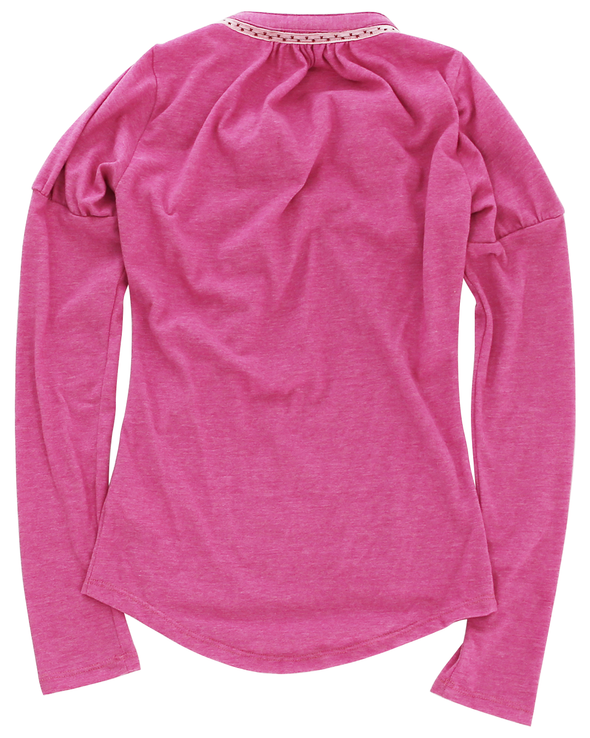 RUFFLED NECKLINE LONG SLEEVE (PINK)