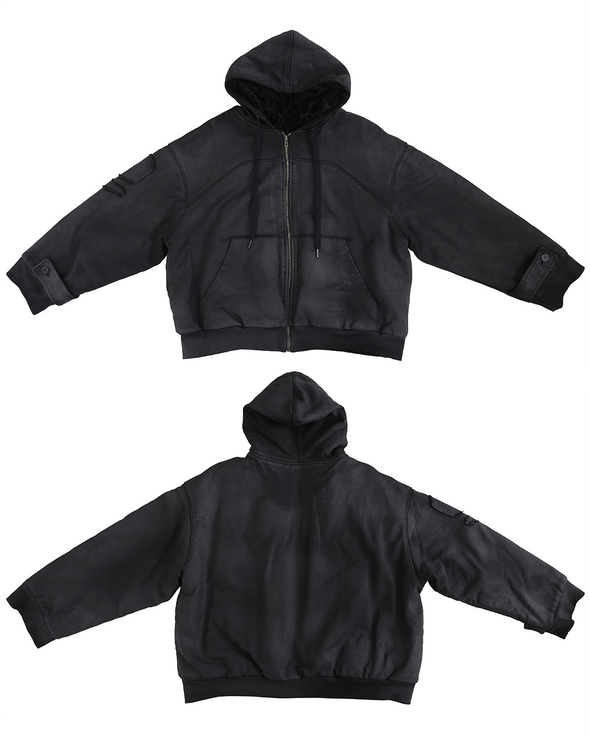 HOODIE WAXED JACKET (BLACK)