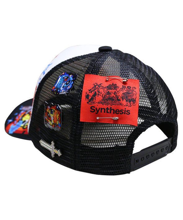 SYNTHESIS - WEB44 MESH CAP (+3 pin) (RED/WHITE)
