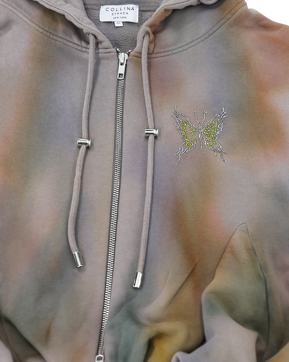 COLLINA STRADA / コリーナ・ストラーダ - RHINESTONE GATHERED ZIP UP