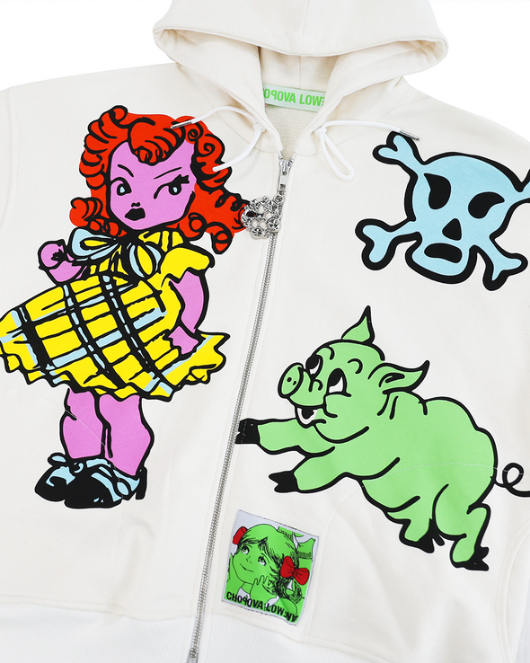chopova lowena チョポバロウェナ　tシャツ ロンT ハート　ボタン CHOPOVA LOWENA / チョポヴァ・ロウェナ - CRY BABY ZIP HOODIE (MULTI