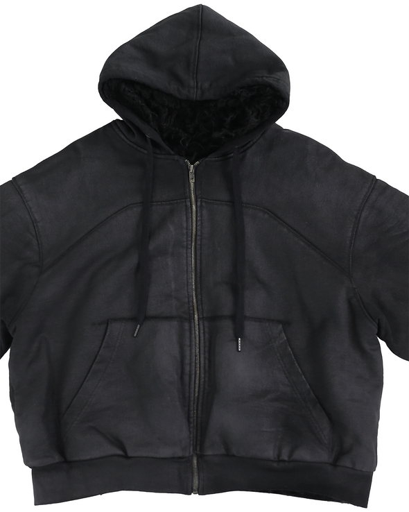 HOODIE WAXED JACKET (BLACK)