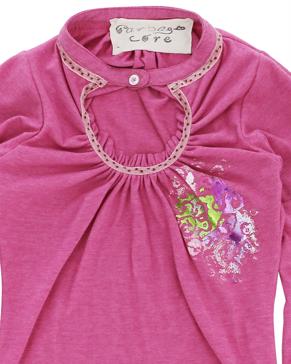 RUFFLED NECKLINE LONG SLEEVE (PINK)