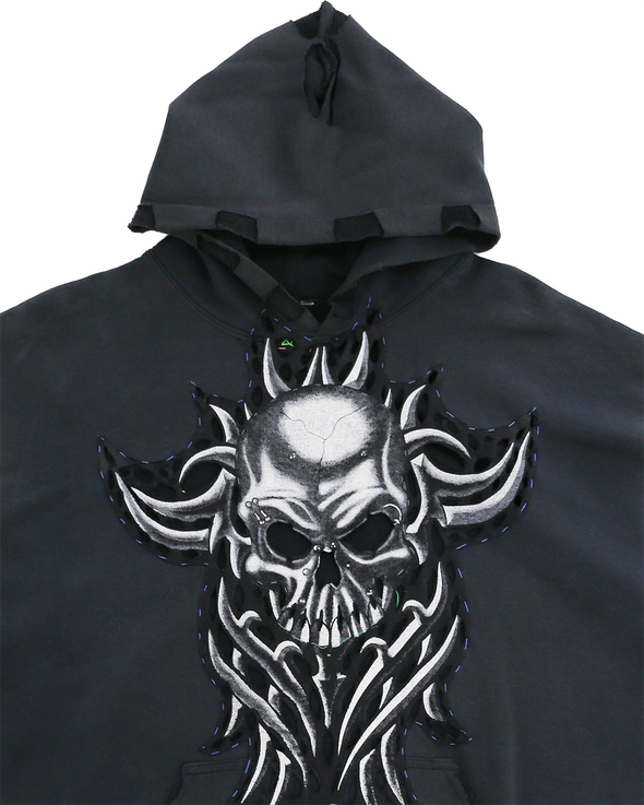 SKULL NO SLEEVE HOODIE 1 (BLACK) RADD LOUNGE 限定