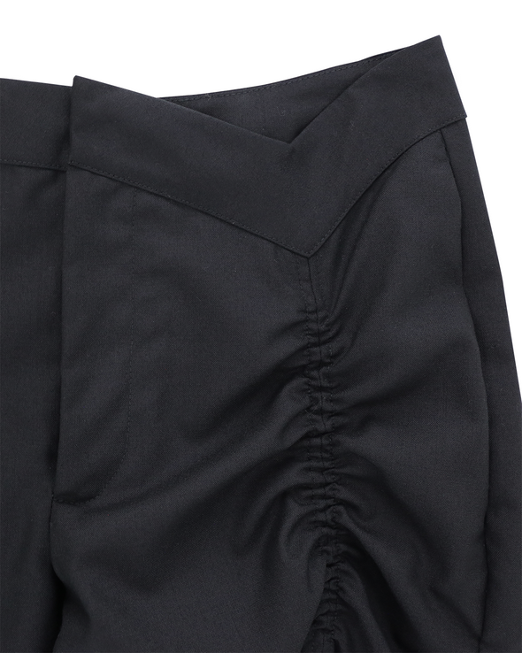 TROUSERS WITH V-WAISTBAND AND GATHERING DETAIL (DUSKY BLACK)