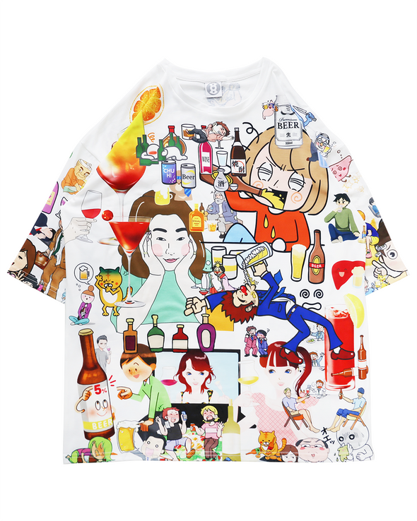 DRUNK CLIPART SHIRT (WHITE)