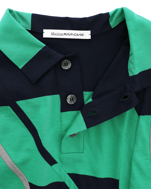 GREEN AND NAVY DISTORTED POLO SHIRT (GREEN/NAVY)
