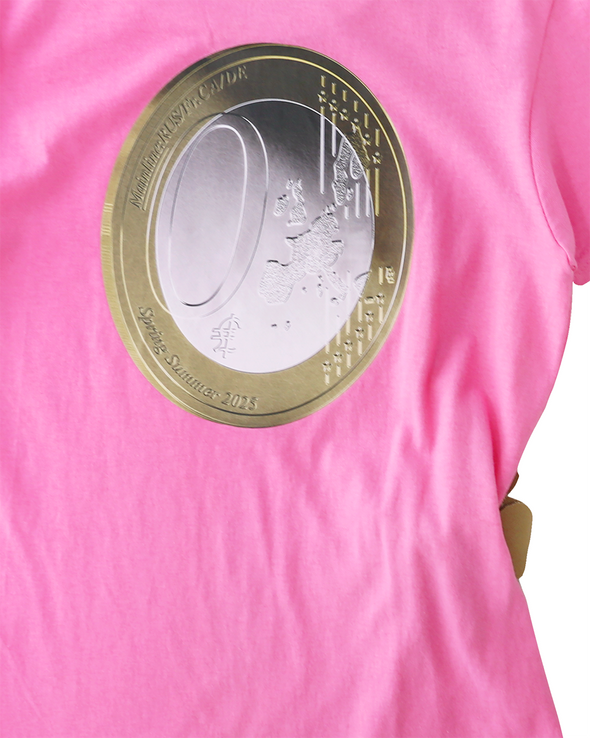 SLIM FIT TEE WITH BACK COIN PRINT AND PLEATS IN (PINK)