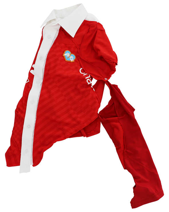 DRAPED FOOTBALL SHIRT (RED) RADD LOUNGE Exclusive