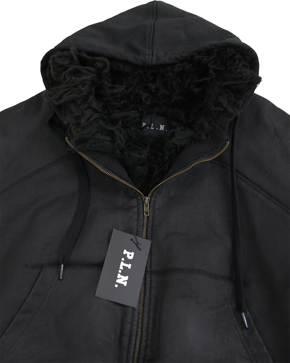 HOODIE WAXED JACKET (BLACK)