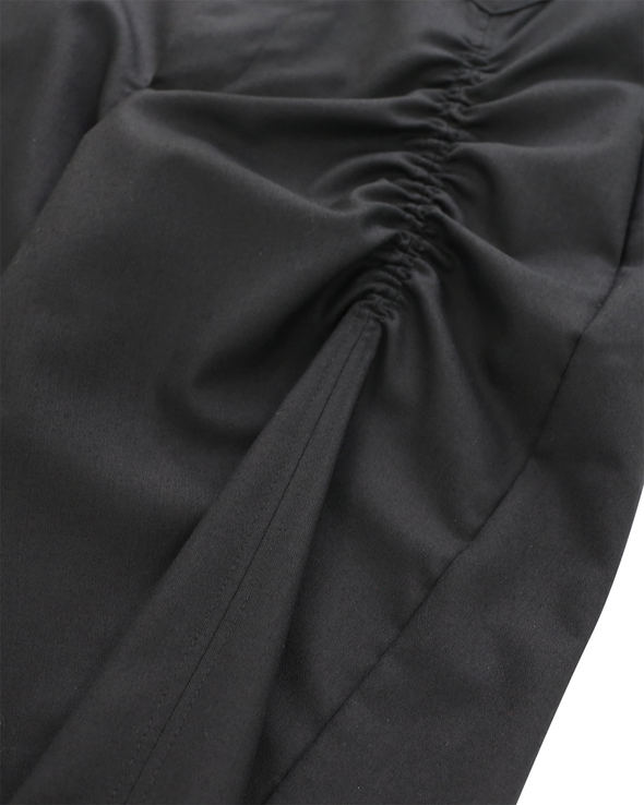 TROUSERS WITH V-WAISTBAND AND GATHERING DETAIL (DUSKY BLACK)