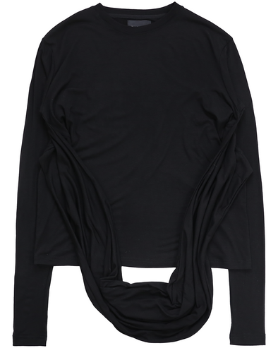 LONG SLEEVE SHIRT WITH PANEL (BLACK)
