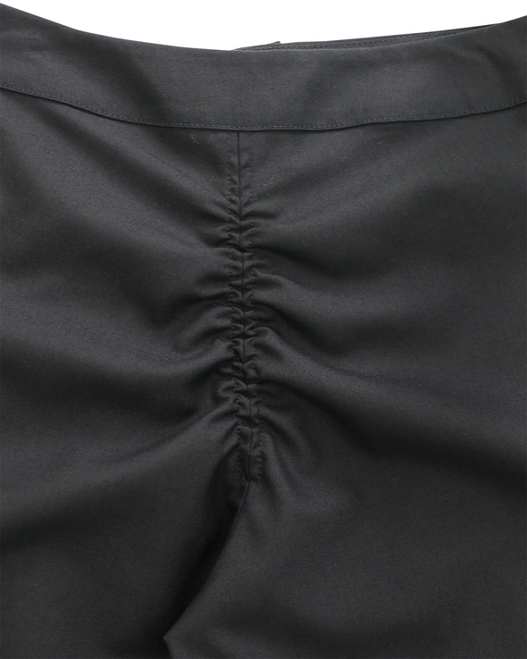 TROUSERS WITH V-WAISTBAND AND GATHERING DETAIL (DUSKY BLACK)