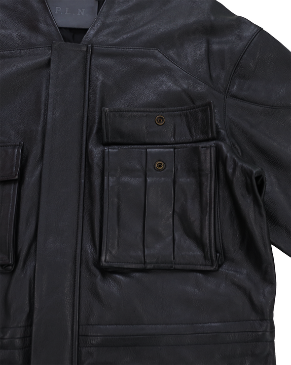 PARKA LEATHER JACKET (BLACK)