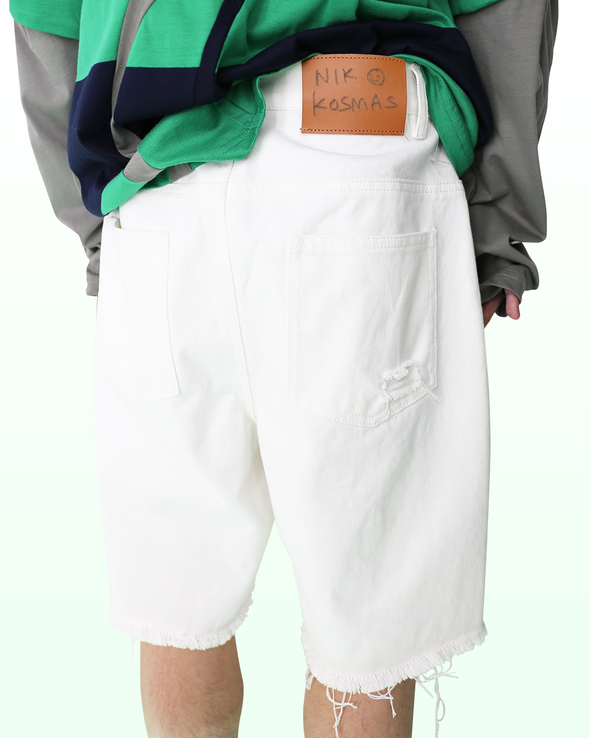 OVERSIZED DENIM SHORTS (WHITE) RADD LOUNGE 限定