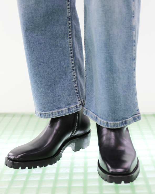 SQUARE TOE ZIPPER BOOTS (BLACK) RADD LOUNGE 限定