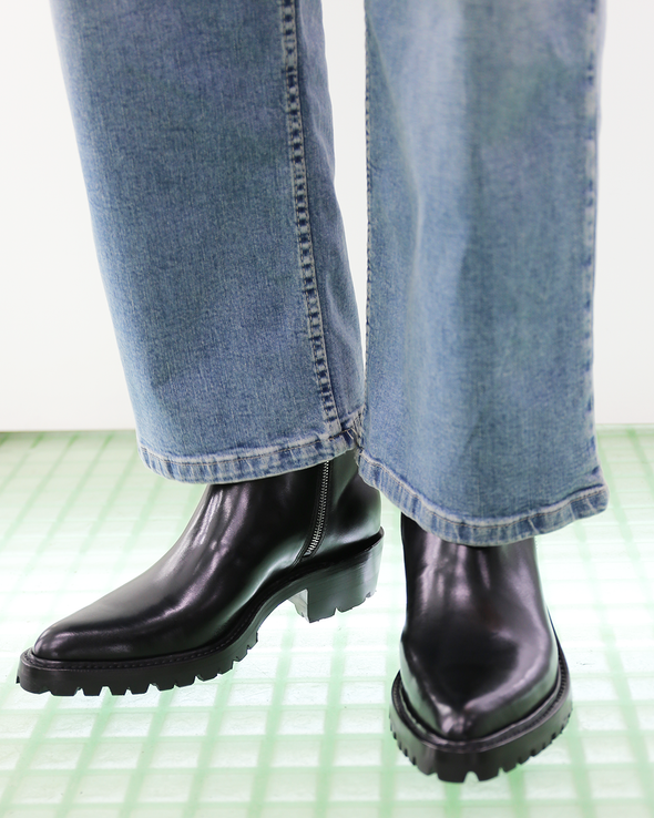 POINTED TOE ZIPPER BOOTS (BLACK) RADD LOUNGE 限定