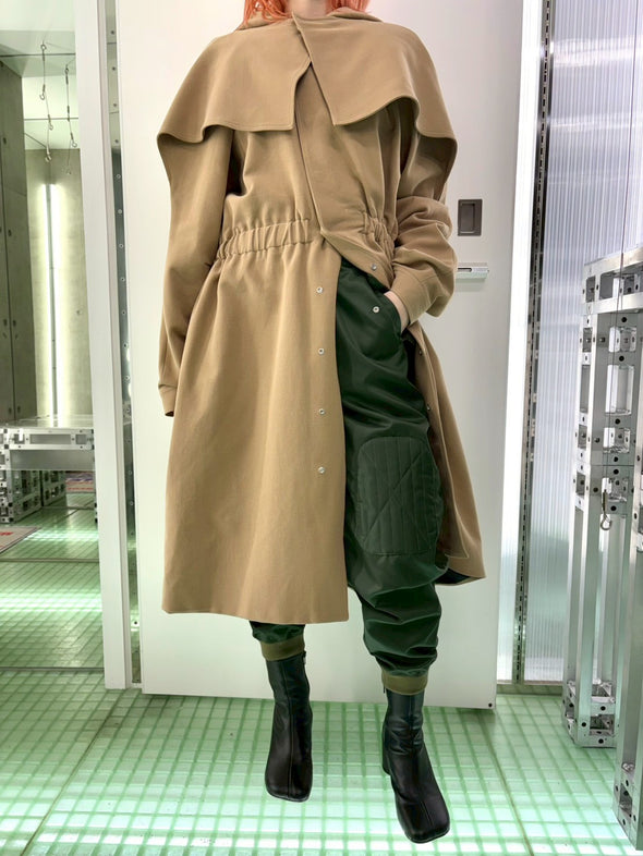 HOODED CAPE COAT (BEIGE)