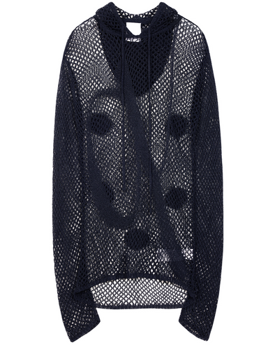 MESH EMBROIDERY HOODIE (NAVY)