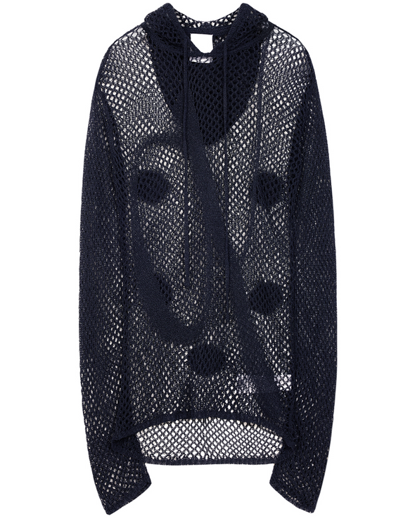 MESH EMBROIDERY HOODIE (NAVY)